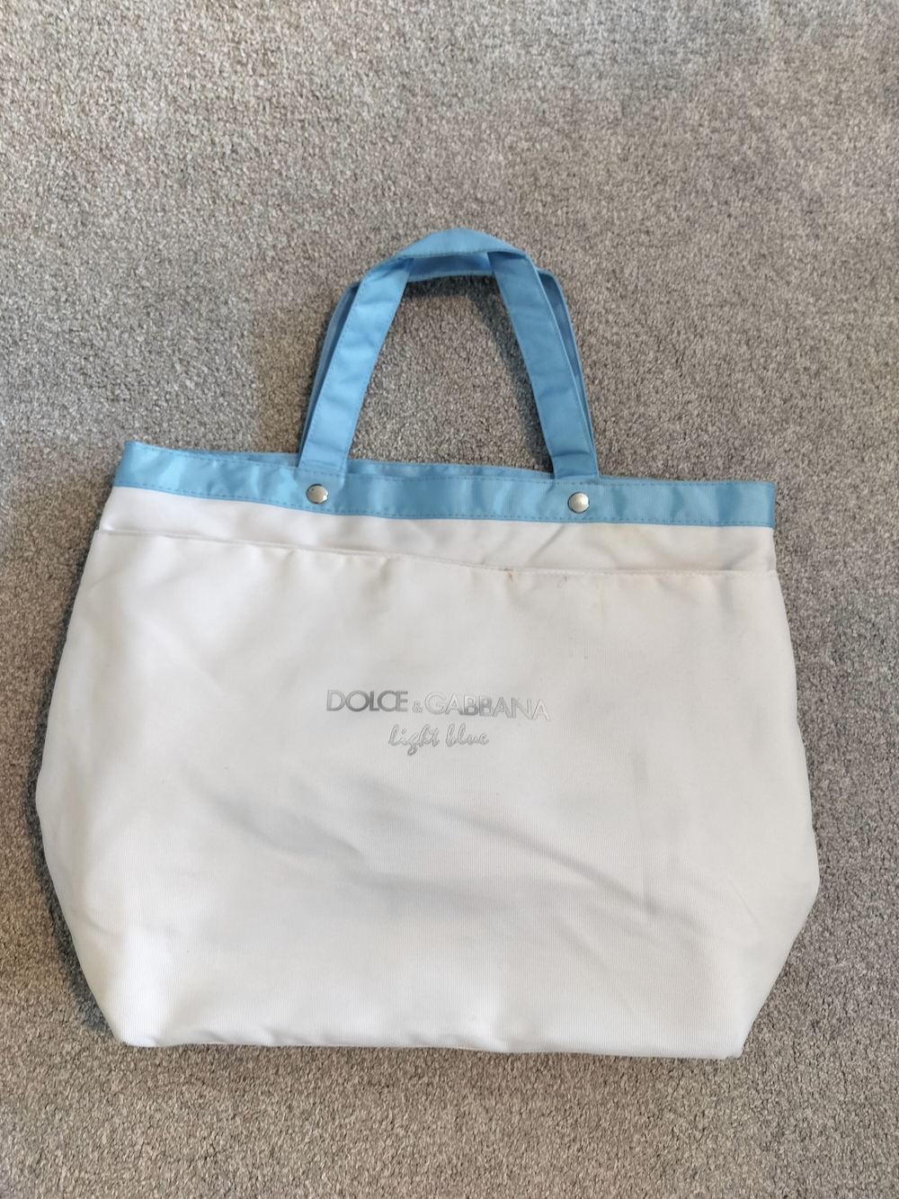 Dolce & Gabbana Light Blue White and Light Blue Tote Bag